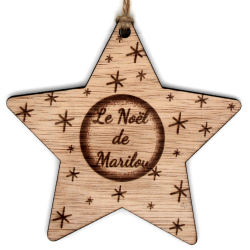 Boule de Noël personnalisé en bois "Étoile"