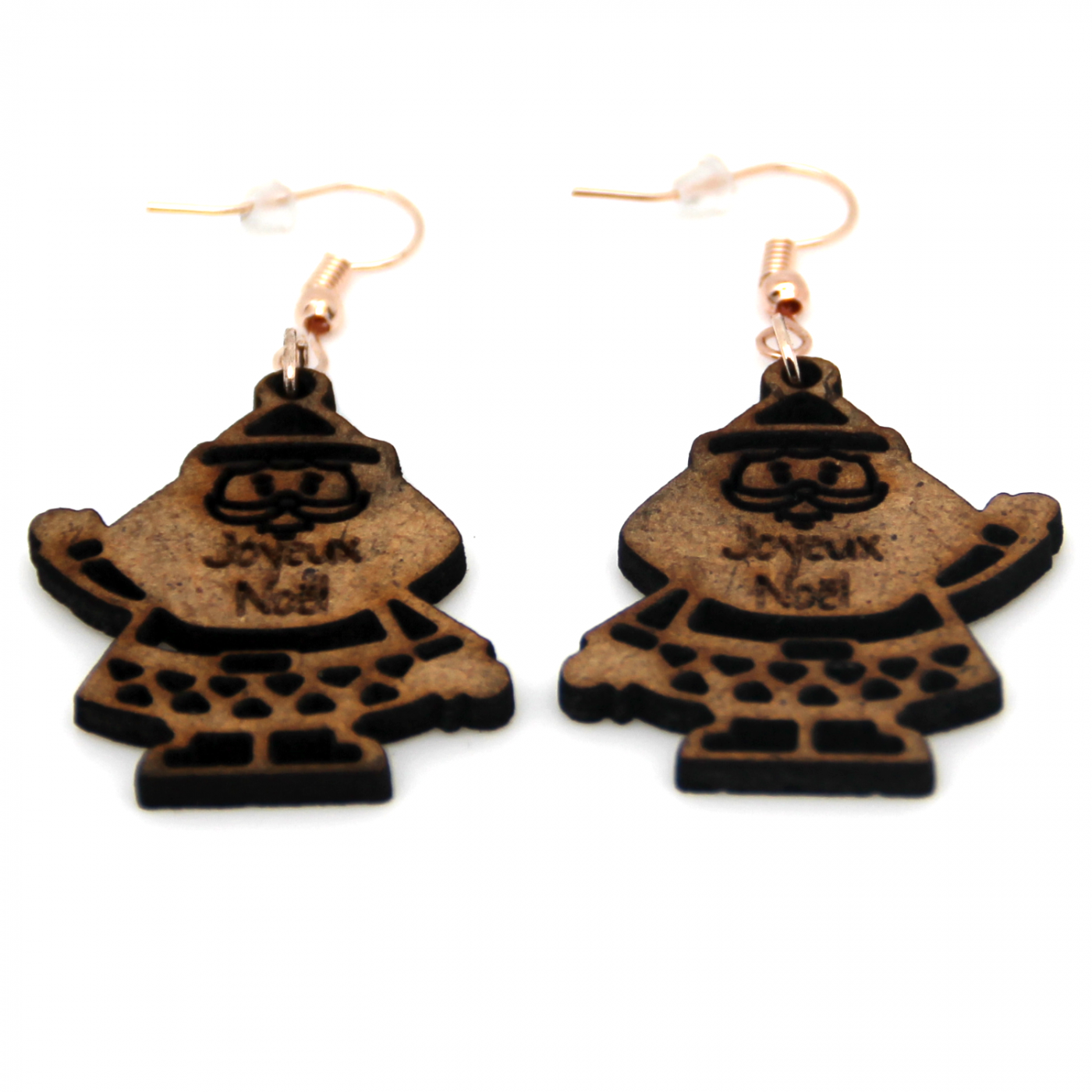 Boucle d'oreille en bois "Papa Noël"