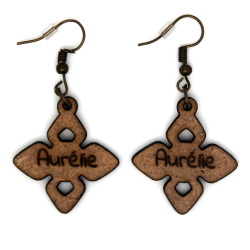 Boucle d'oreille en bois "Ethnique"