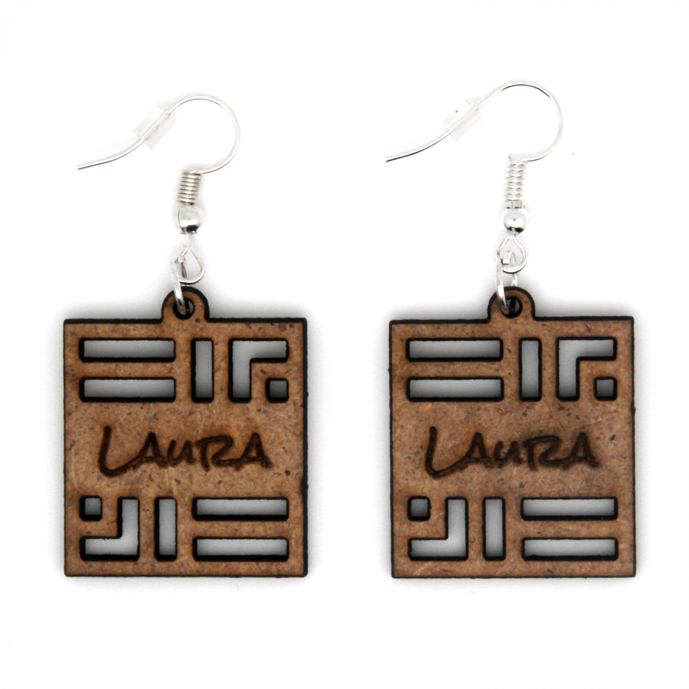 Boucles d'oreille en bois "carré"