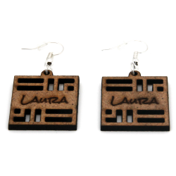 Boucles d'oreille en bois "carré"