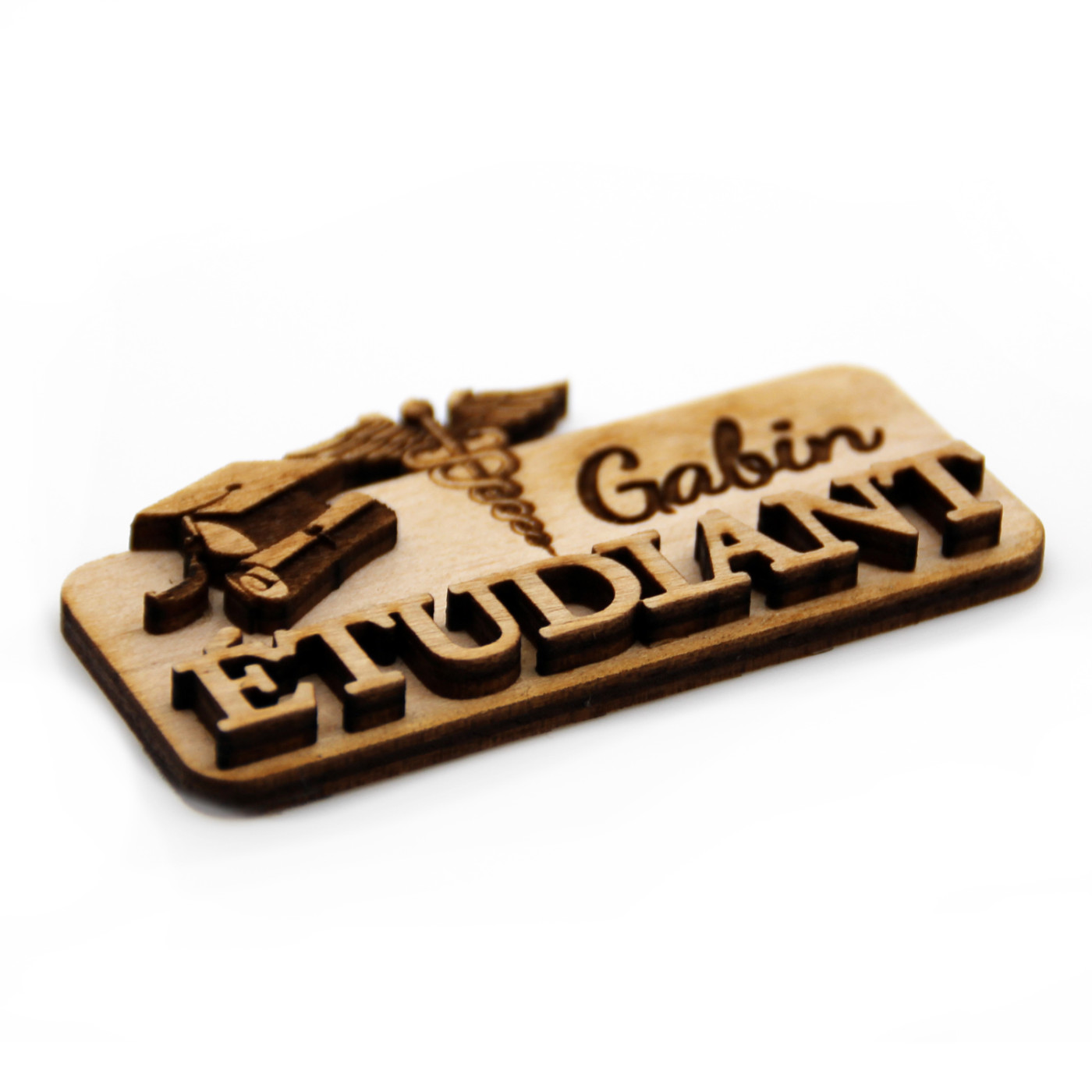 Badge en bois pour étudiant en Pharmacie