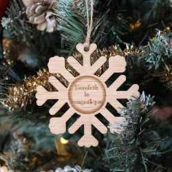 Boule de Noël personnalisé en bois "Flocon de neige"