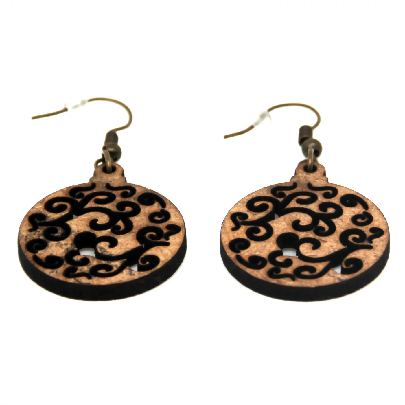 Boucles d'oreilles en bois "Boule de Noël"