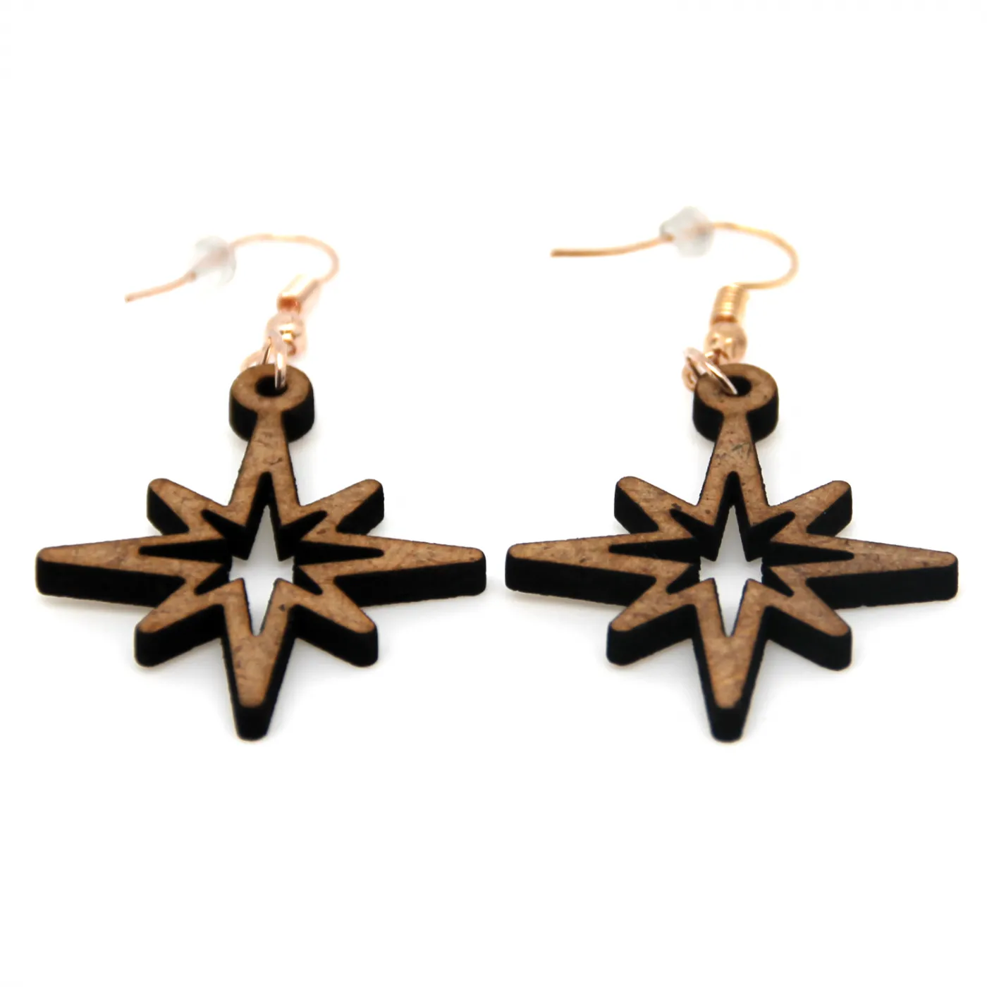 Boucles d'oreille en bois "Étoile"