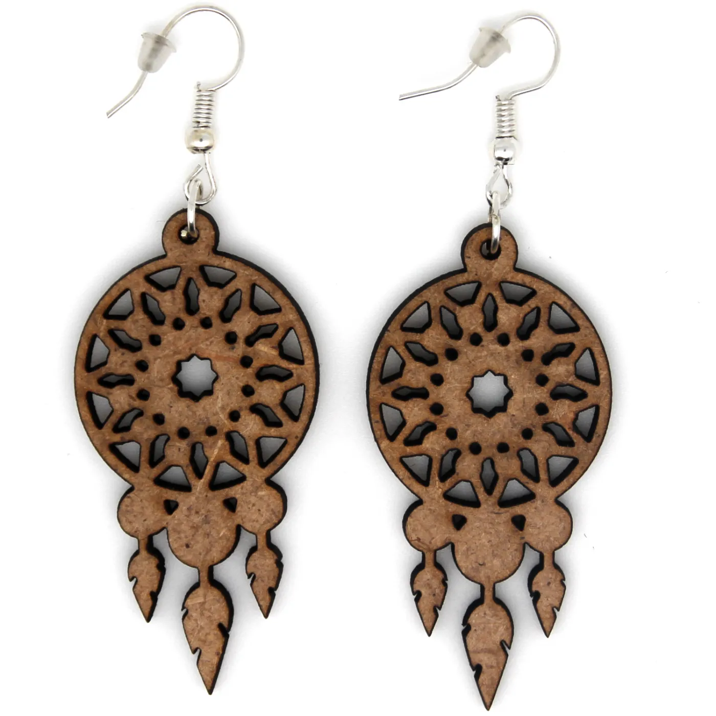 Boucle d'oreilles en bois "Attrape rêves"