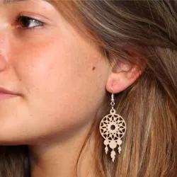Boucle d'oreilles en bois "Attrape rêves"