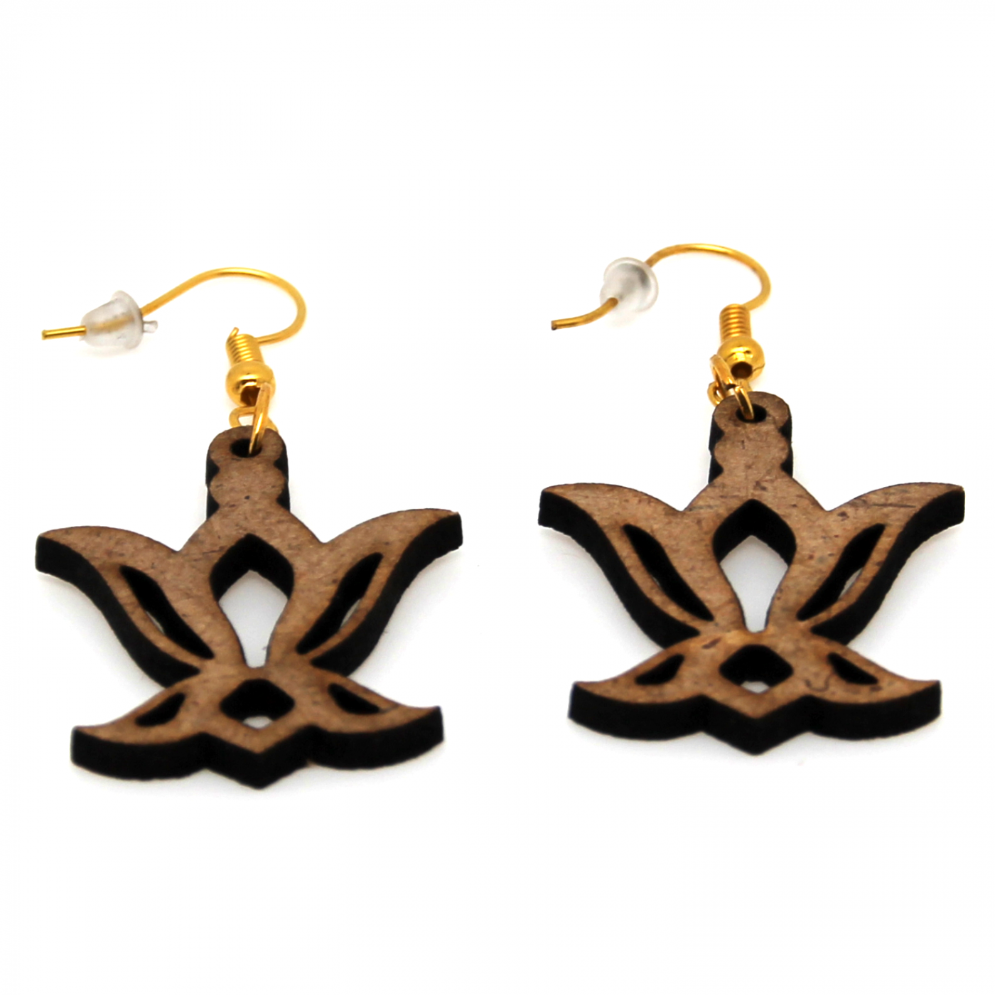 Boucle d'oreille en bois "lotus"