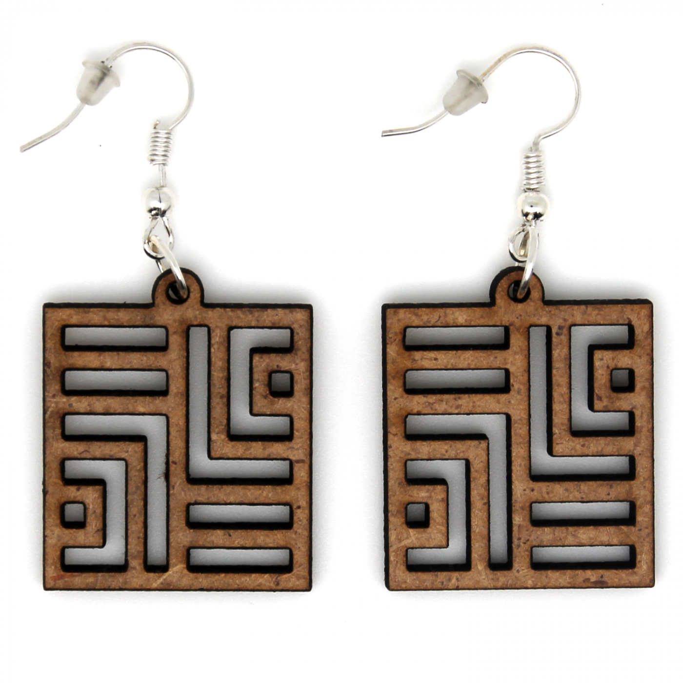Boucles d'oreille en bois "carré"