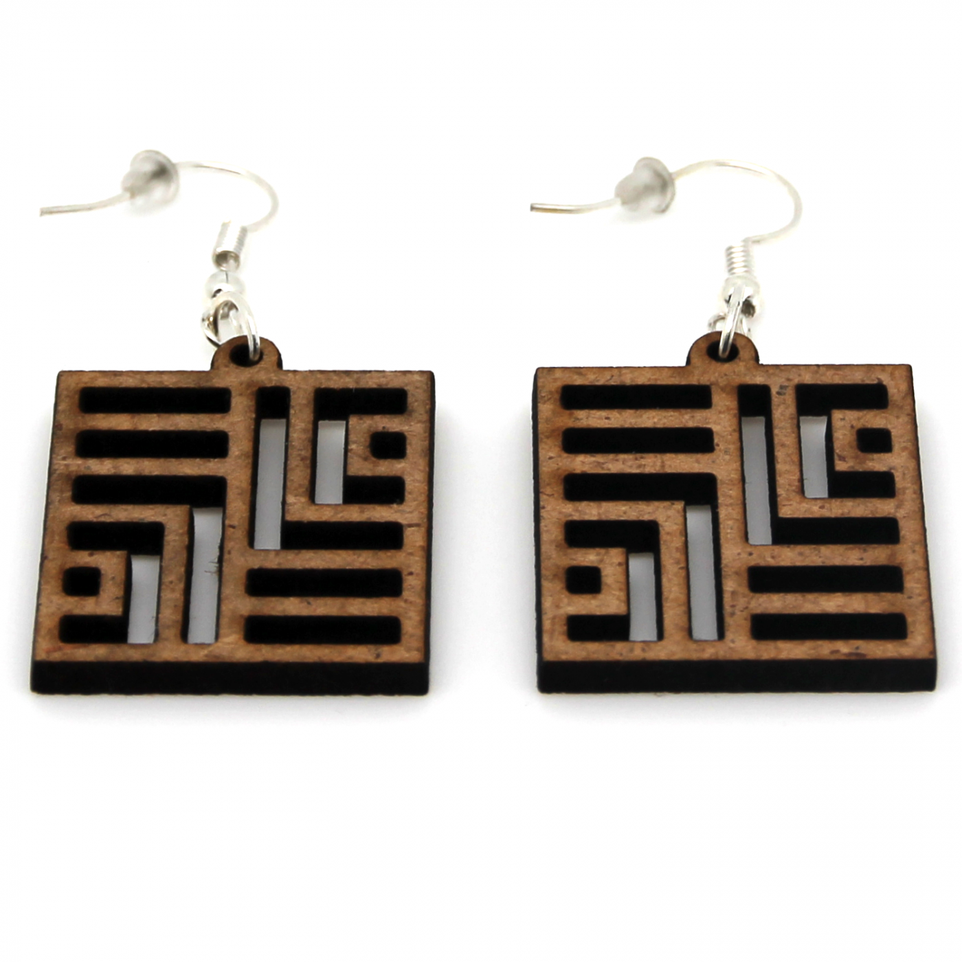 Boucles d'oreille en bois "carré"