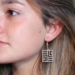 Boucles d'oreille en bois "carré"