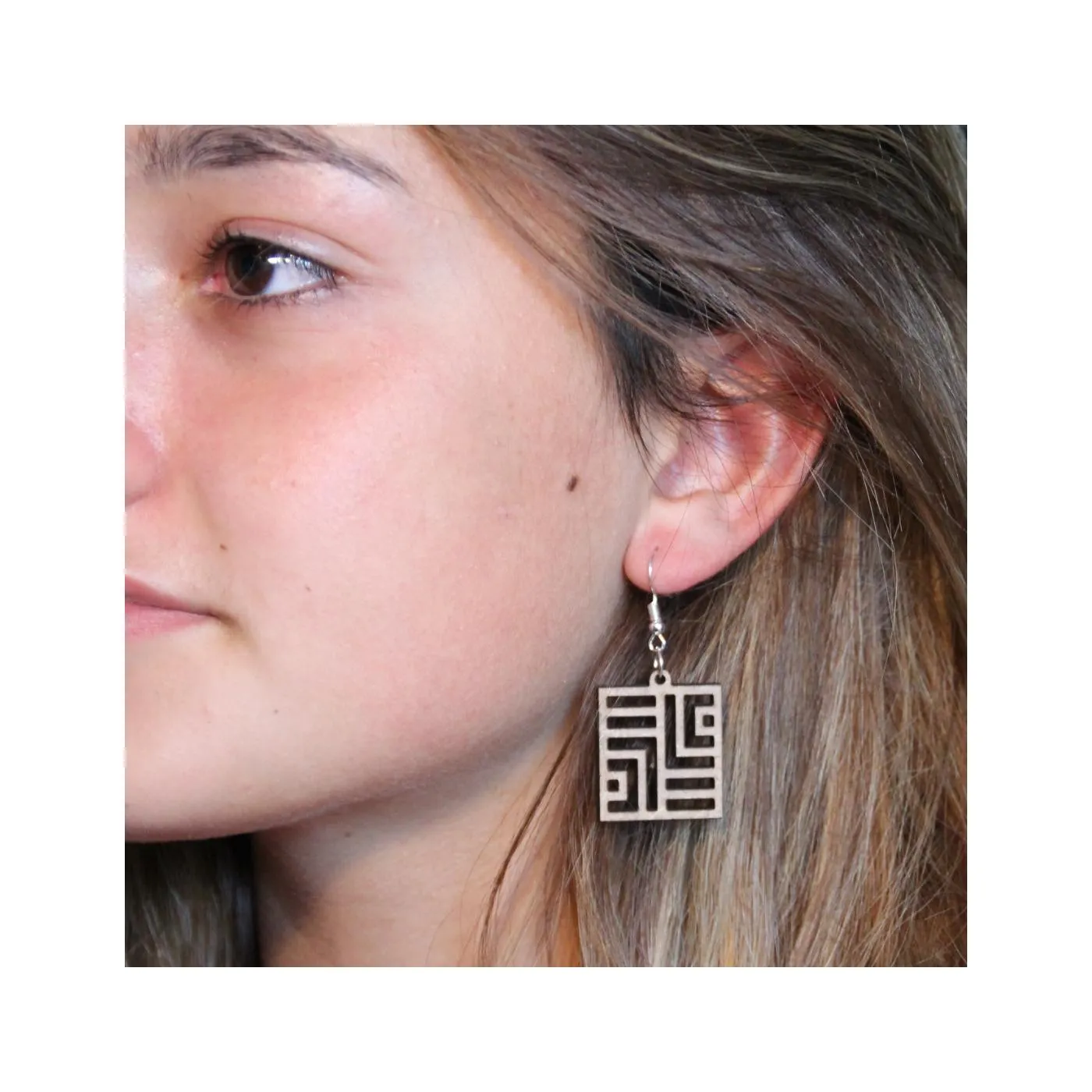 Boucles d'oreille en bois "carré"