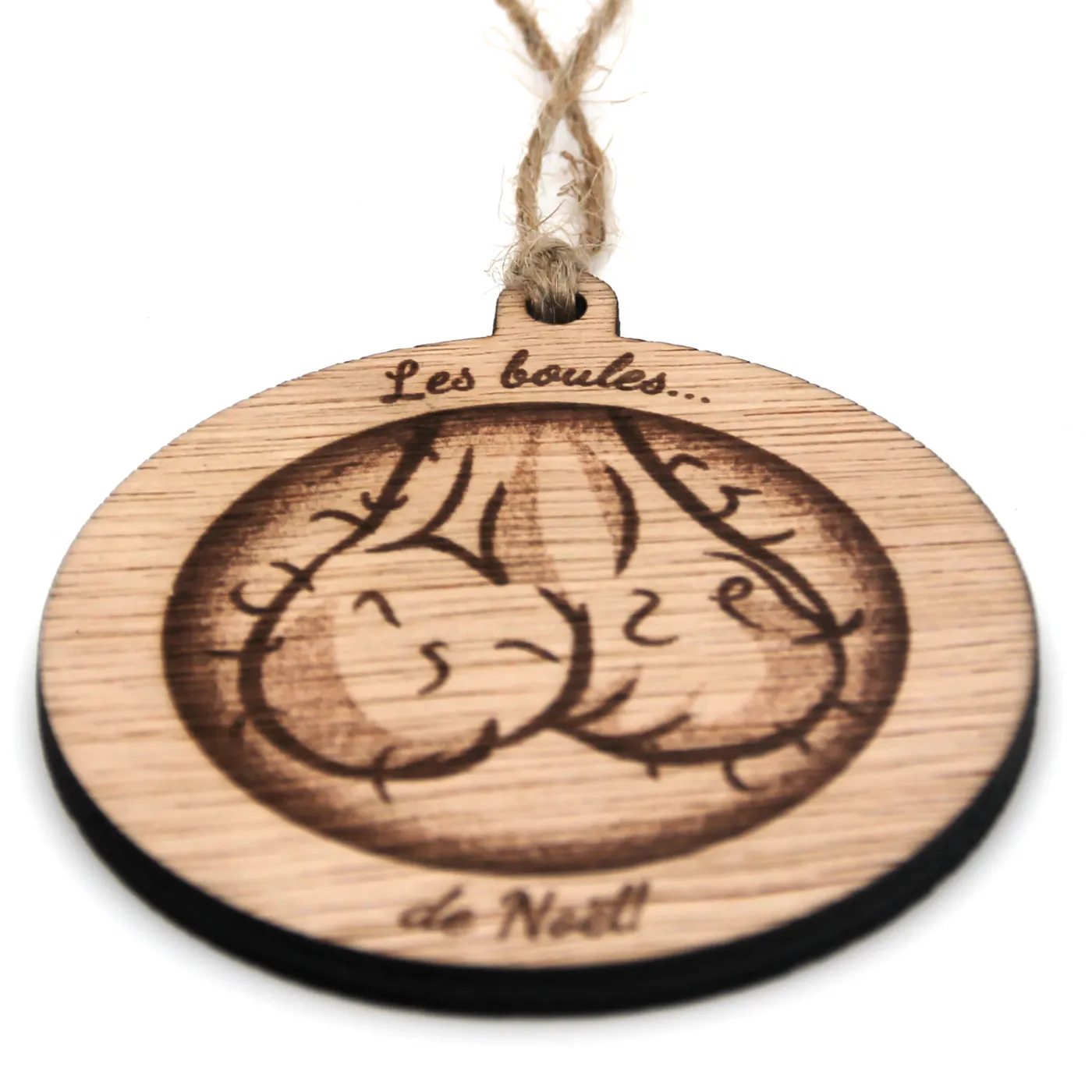 Boule de Noël personnalisé en bois "Baloches"
