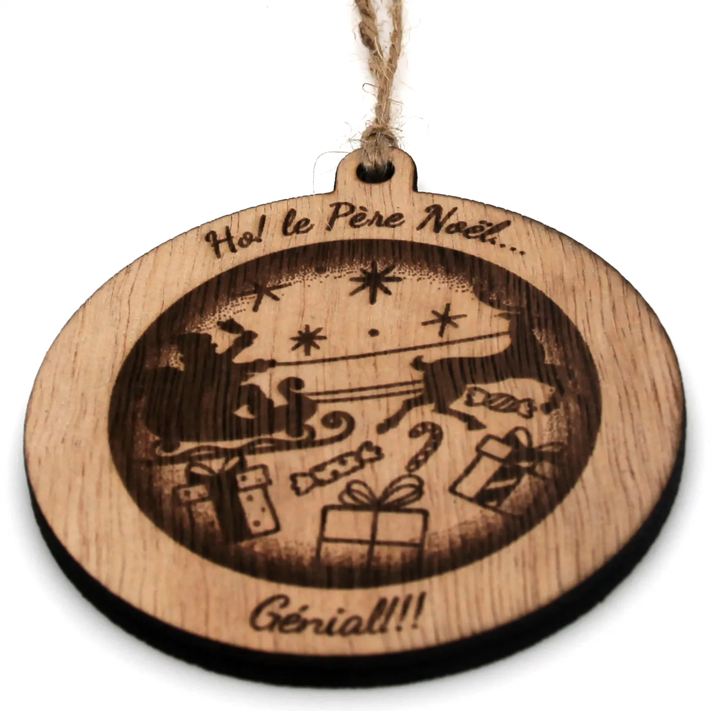 Boule de Noël personnalisé en bois "Traineau"