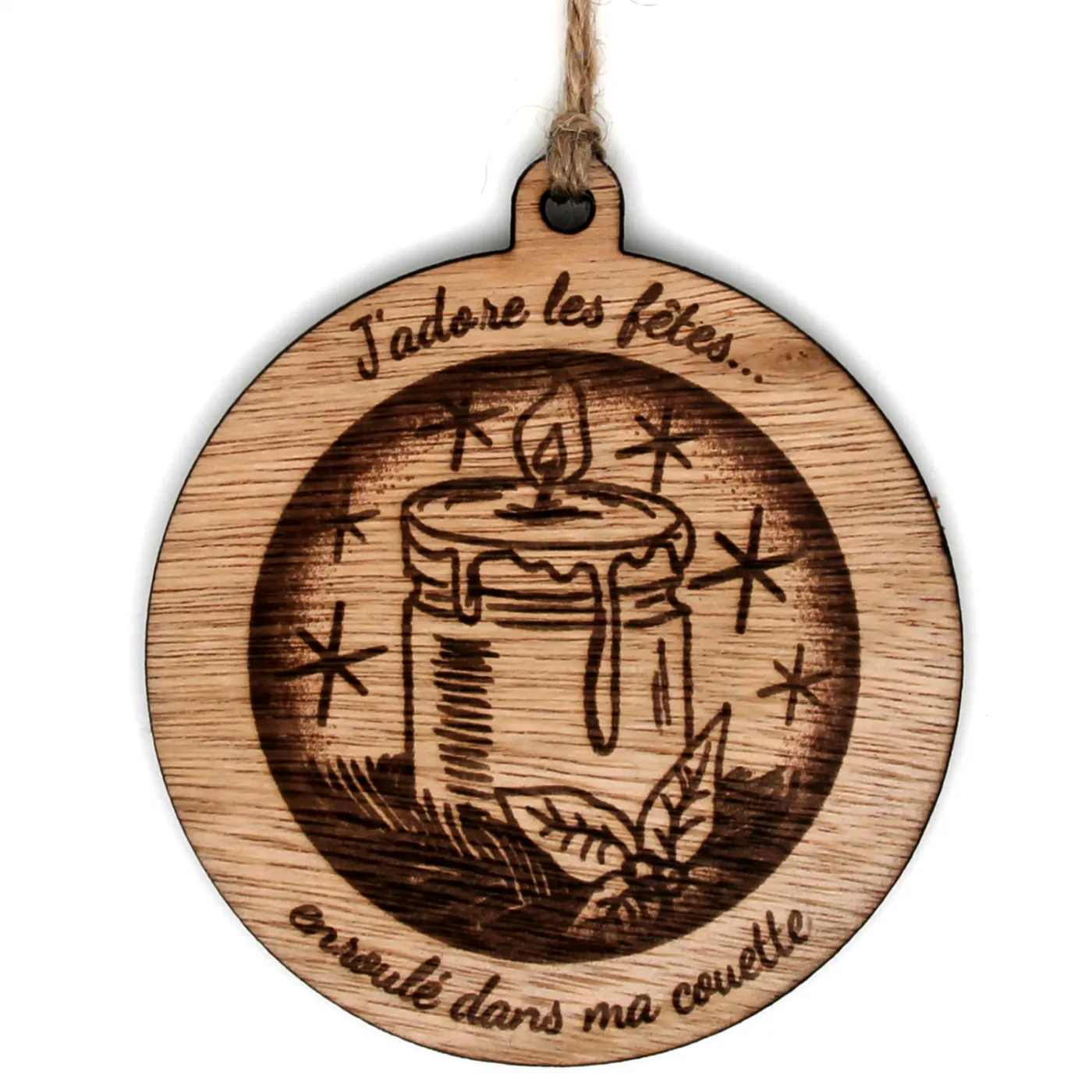 Boule de Noël personnalisé en bois "Bougie"