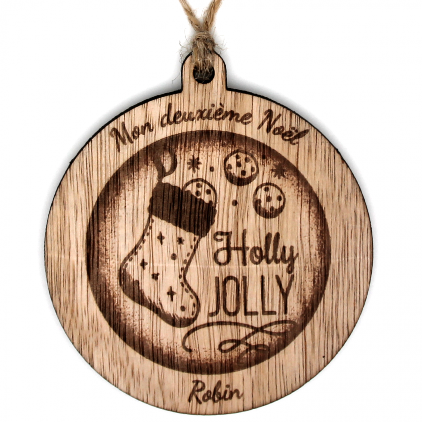 Boule de Noël personnalisé en bois "Chaussette"