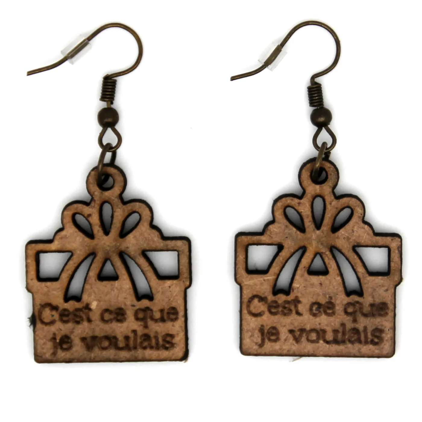 Boucles d'oreille en bois "Cadeaux de Noël"
