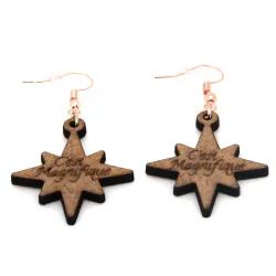 Boucles d'oreille en bois "Étoile"