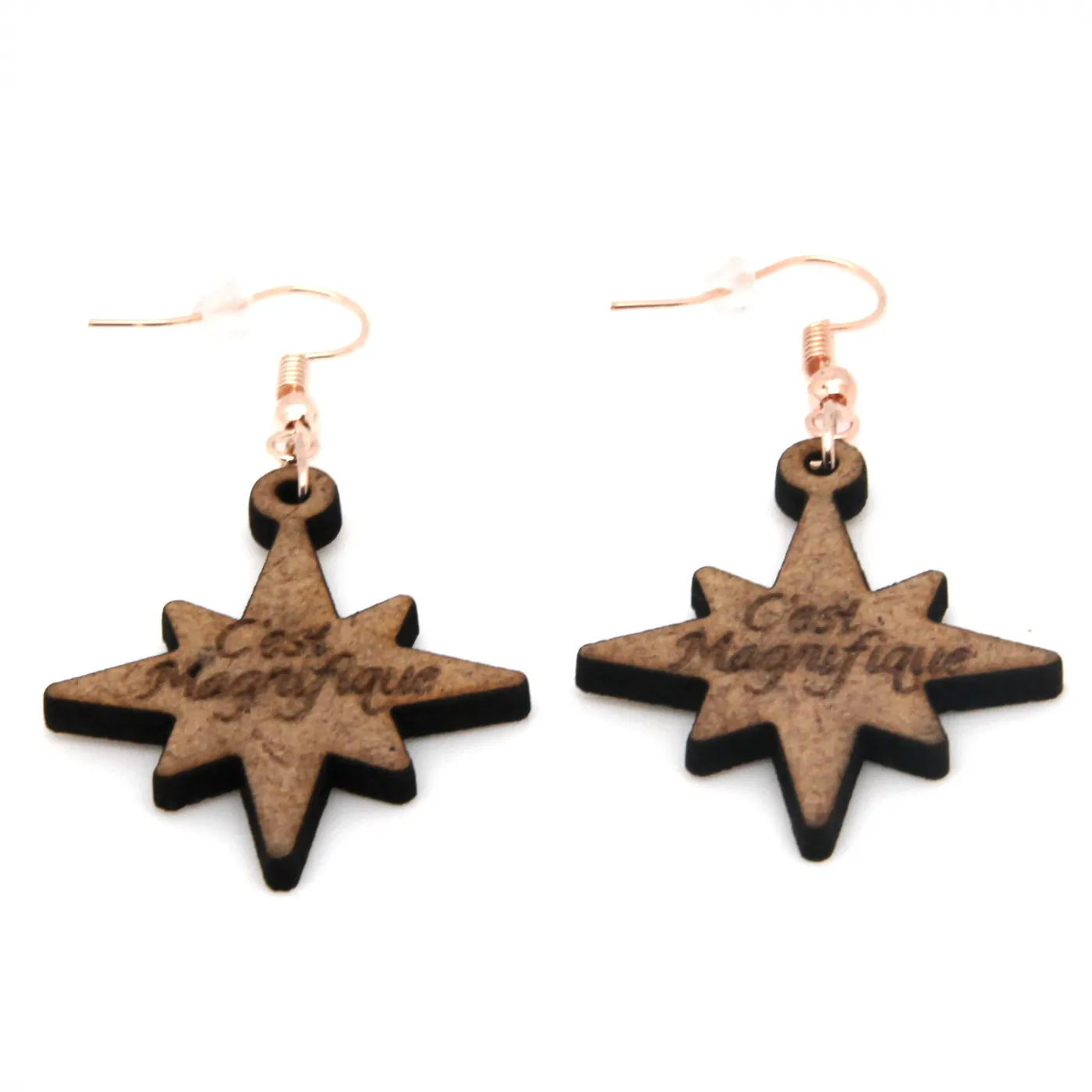 Boucles d'oreille en bois "Étoile"