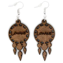 Boucle d'oreilles en bois "Attrape rêves"