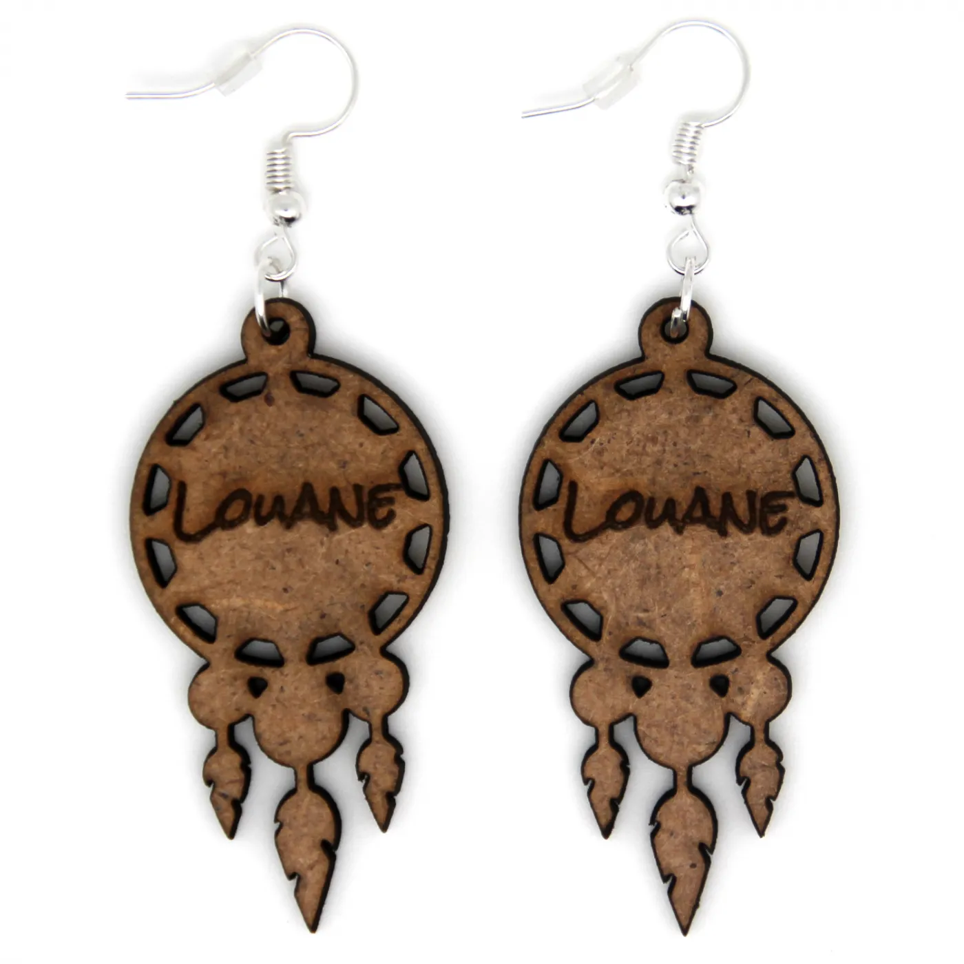 Boucle d'oreilles en bois "Attrape rêves"