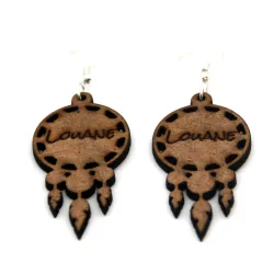 Boucle d'oreilles en bois "Attrape rêves"