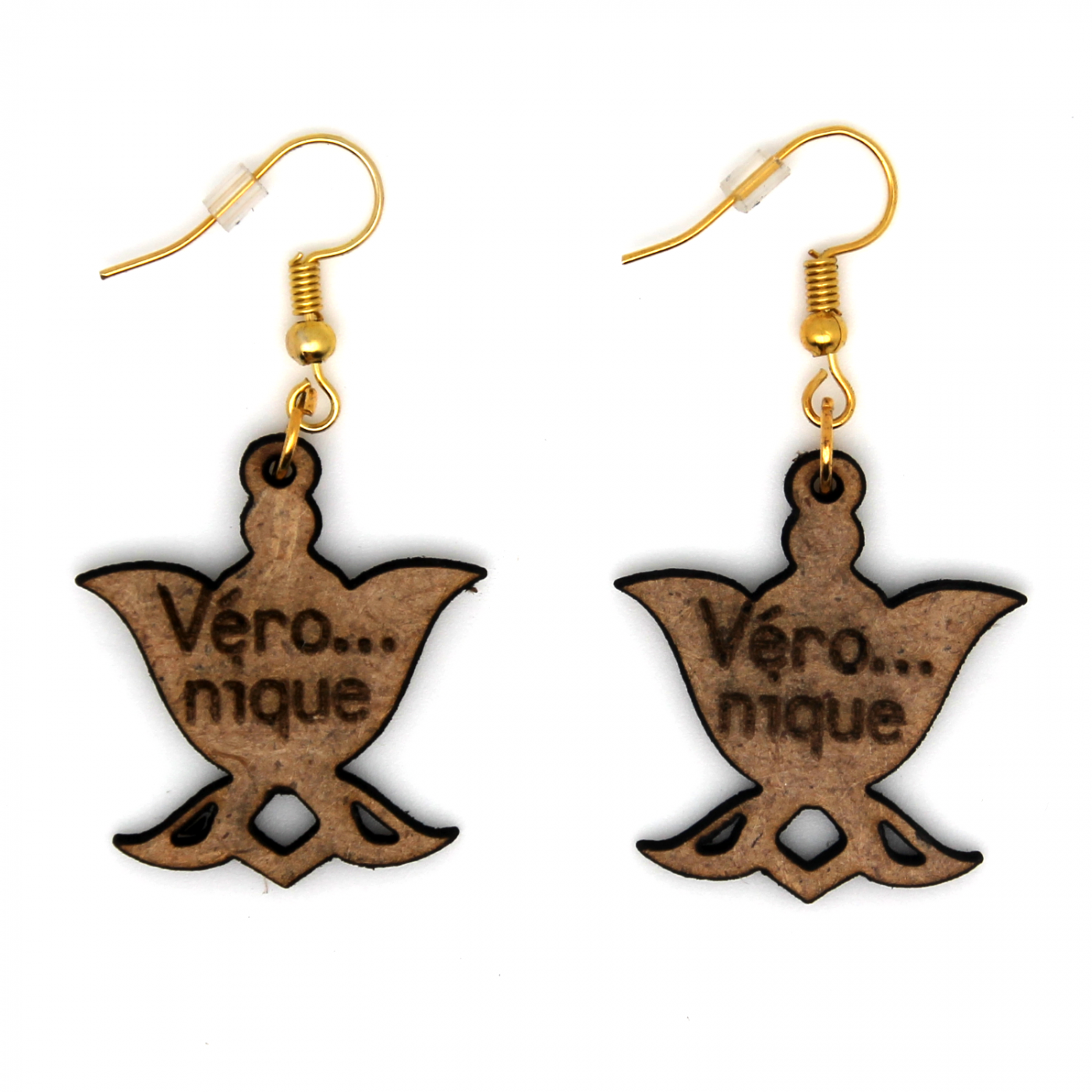 Boucle d'oreille en bois "lotus"