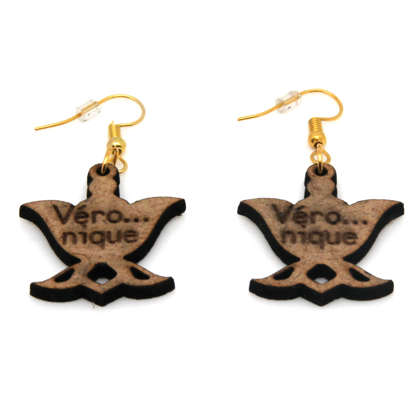 Boucle d'oreille en bois "lotus"