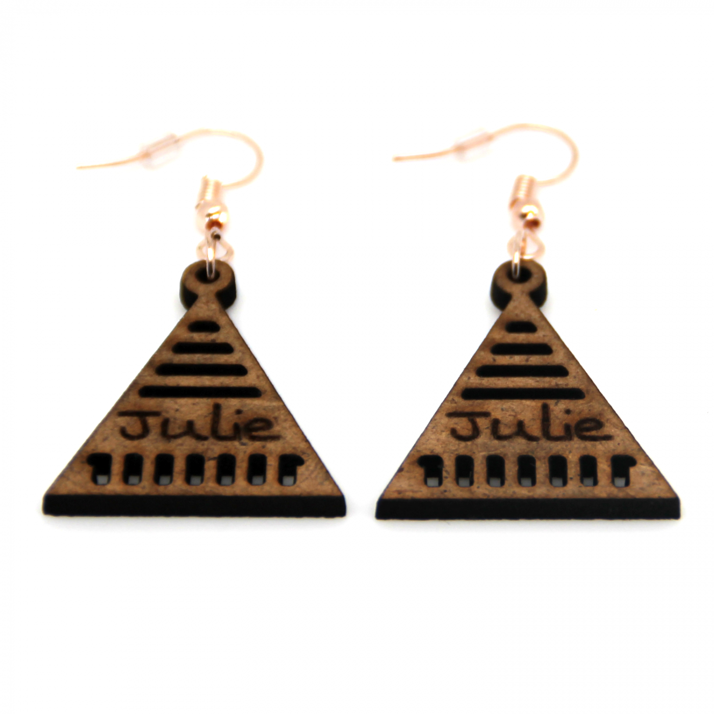 Boucle d'oreille en bois "triangle"