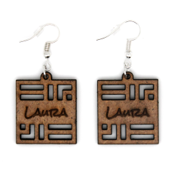 Boucles d'oreille en bois "carré"