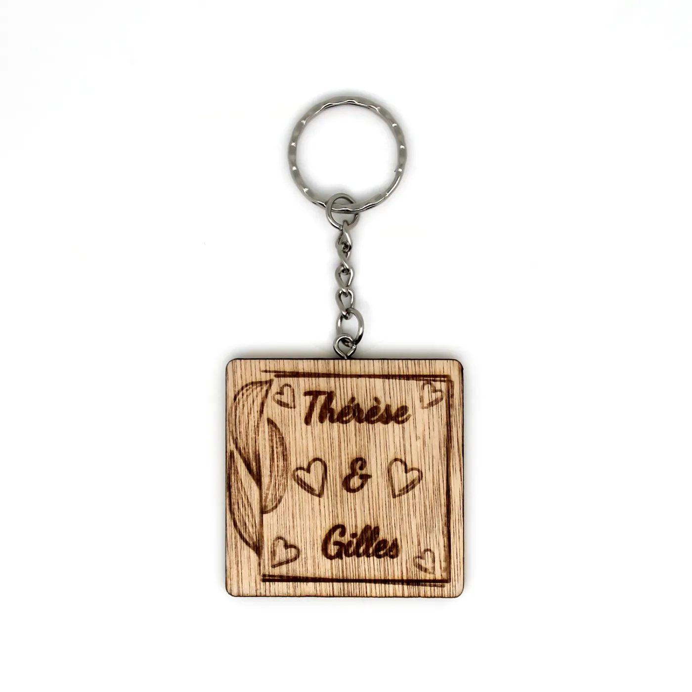 Porte clé bois personnalisé "Carré"