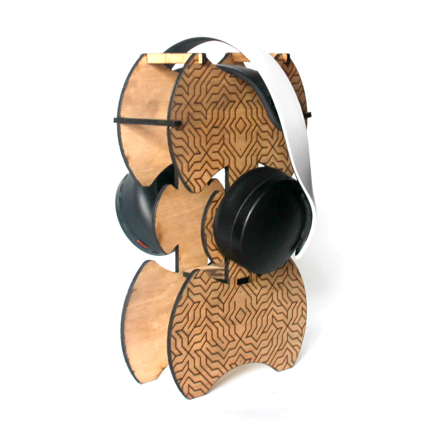 Support en bois pour casque de musique