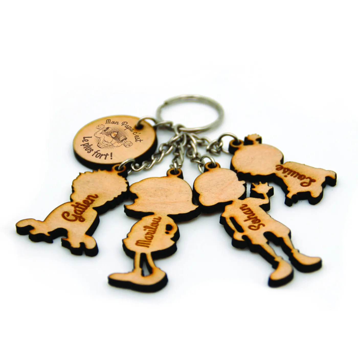 Porte-clé en bois personnalisé pour papa