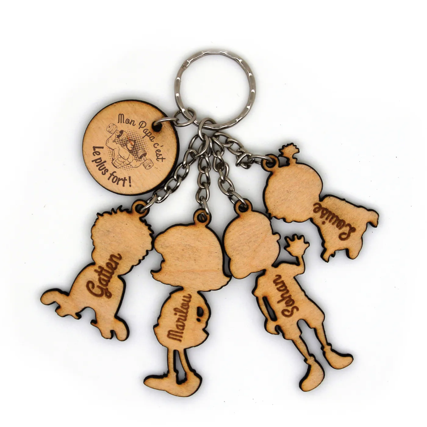 Porte-clé en bois personnalisé pour papa